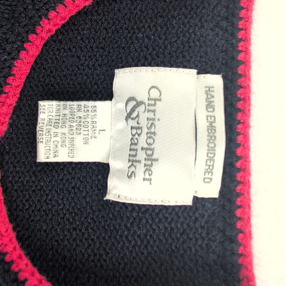 Vtg Christopher & Bank HandEmbroidered WhimsicalKnit ButtonUp Cardigan Women's L - Picture 2 of 9